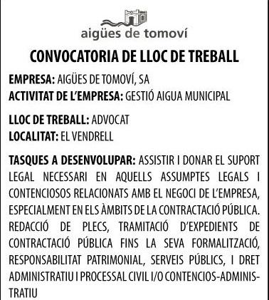 OFERTA DE LLOC DE TREBALL